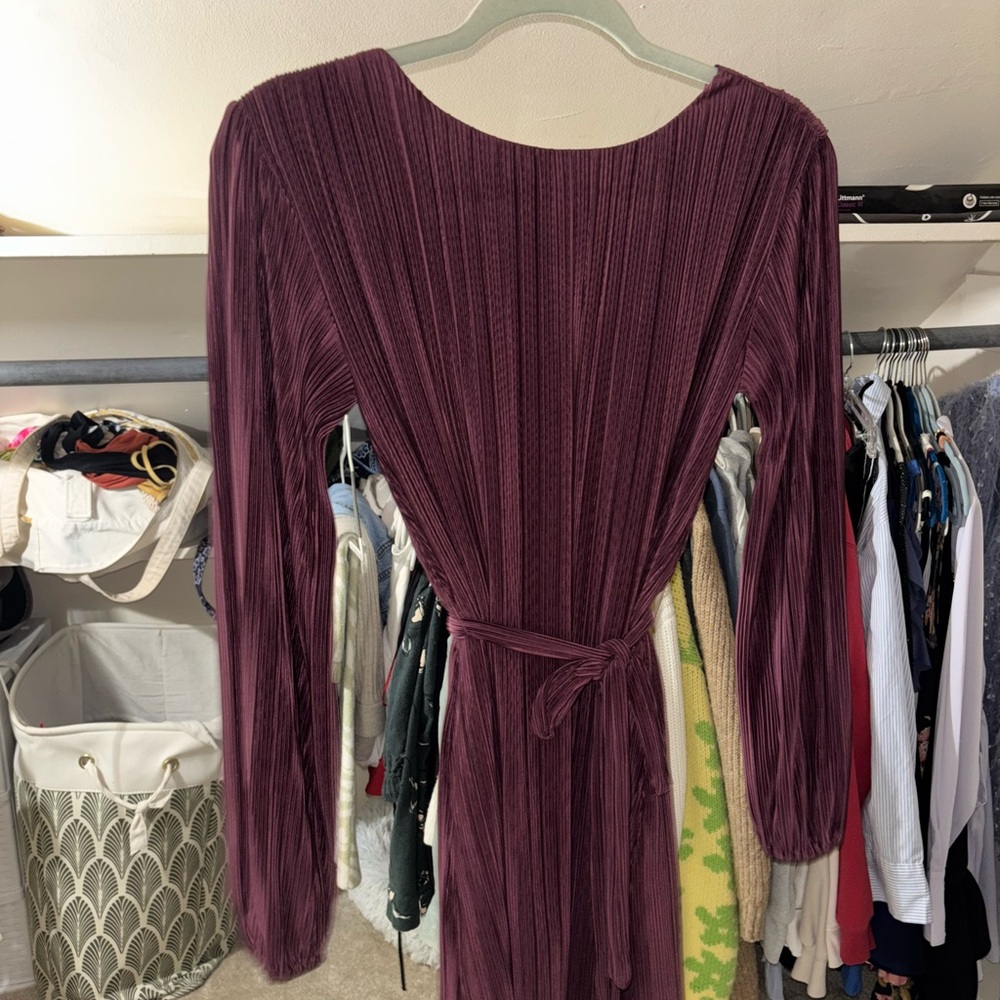 Elegant Plum Long-Sleeve Dress